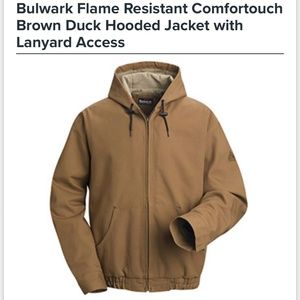 Bulwark Flame Resistant Comfortouch Brown Duck Hooded Jacket with Lanyard Access